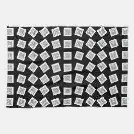 Paño De Cocina Patrón único de logotipo o imagen | Negro (editabl