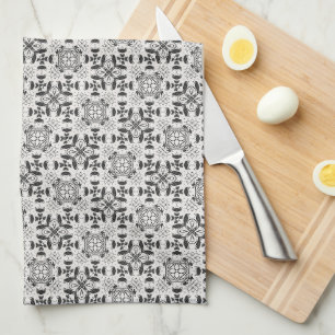 Paño De Cocina Patrón único en blanco y negro