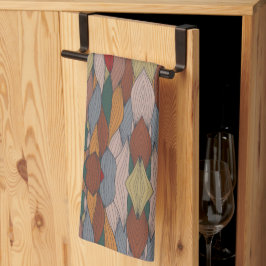 Paño De Cocina Patrón único ondulado con verde marrón Naranja ros