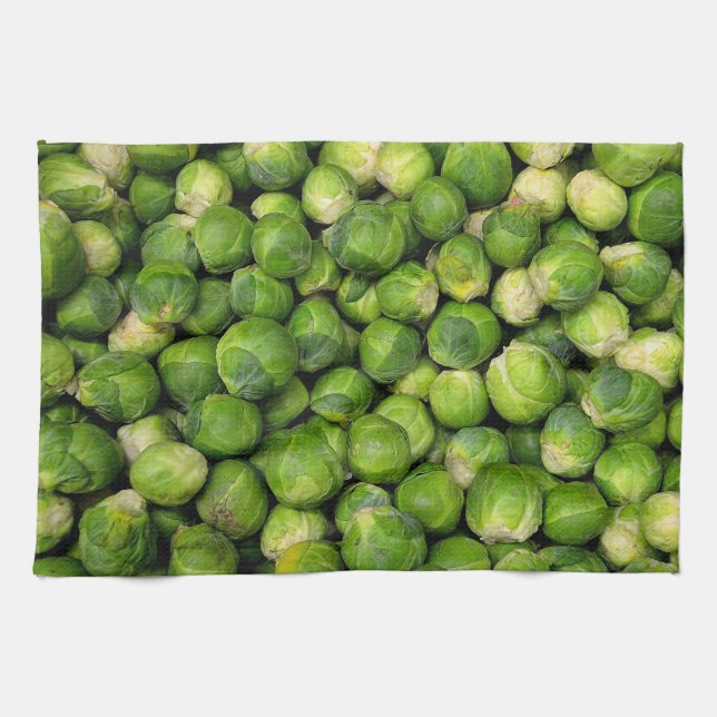 Paño De Cocina Patrón vegetal verde de Bruselas (Horizontal)
