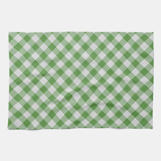 Paño De Cocina Patrón verde blanco de Gingham revisado (Horizontal)
