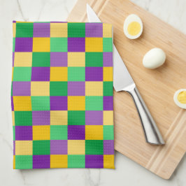 PAÑO DE COCINA PATRÓN VERDE DE GRAS PURPLE VERDE AMARILLO MARDI M