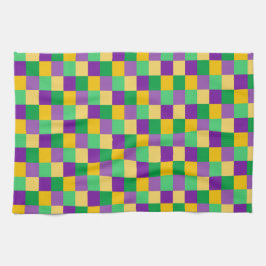 PAÑO DE COCINA PATRÓN VERDE DE GRAS PURPLE VERDE AMARILLO MARDI M