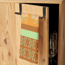 Paño De Cocina Patrón verde turquesa dorado