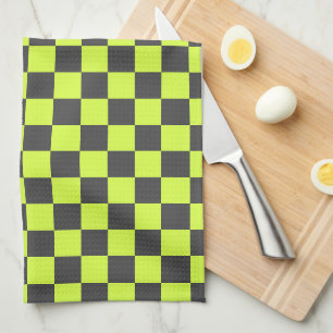 Paño De Cocina Patrón Verde y Gris vibrante