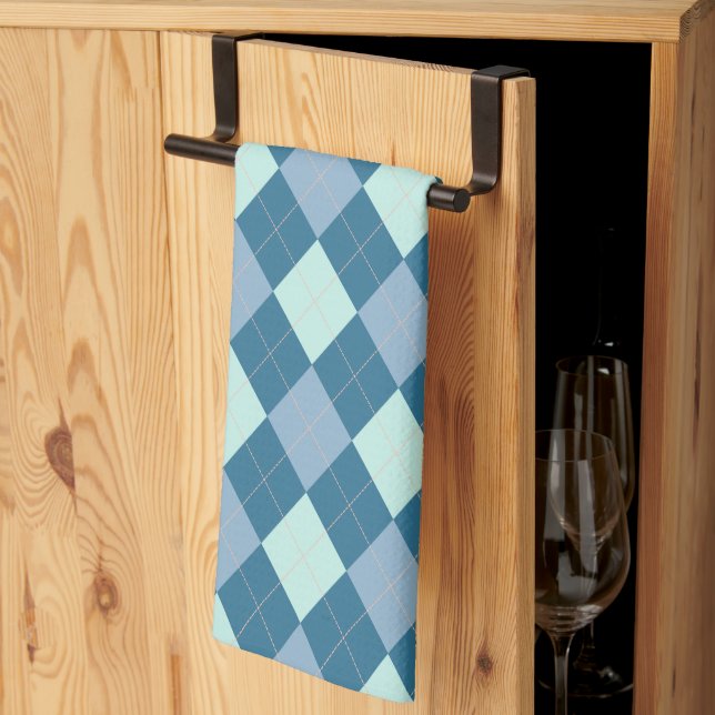 Paño De Cocina Patrón Vintage Argyle Azul (Pliegue de tercios)