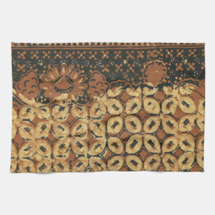 Paño De Cocina Patrón vintage de batik indonesio Kawung rústico