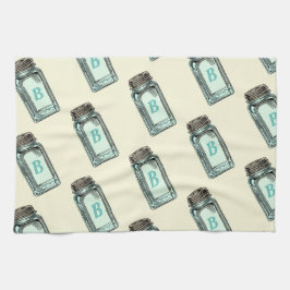 Paño De Cocina Patrón vintage de lata de mason con monograma