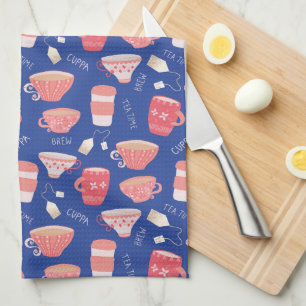 Paño De Cocina Patrón vintage de teacup Tea Pot