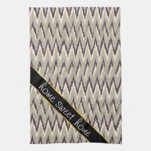 Paño De Cocina Patrón ZigZag de café y salvia