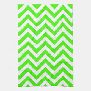 Paño De Cocina Patrón ZigZag de Chevron grande y verde limón