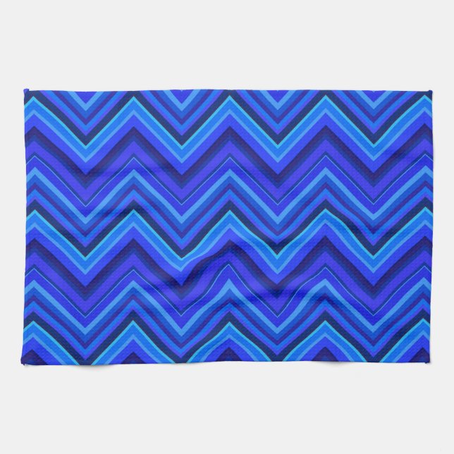 Paño De Cocina Patrón zigzag de franjas azules (Horizontal)