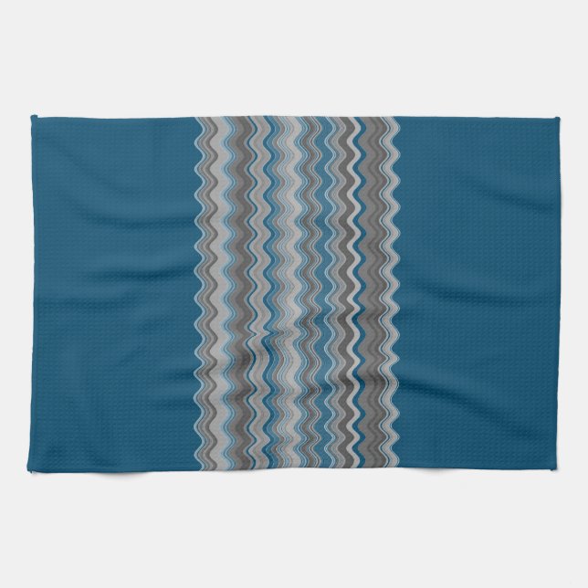 Paño De Cocina Patrón Zigzag Gris Gris Gris Gris Blue Ocean (Horizontal)