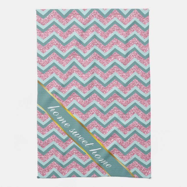 Paño De Cocina Patrón ZigZag Purpurina rosa (Vertical)