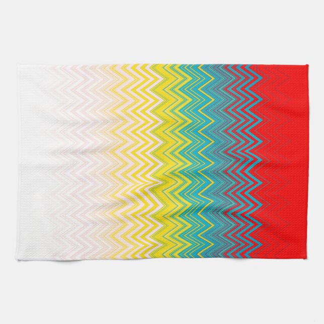 Paño De Cocina Patrón Zigzag único de Moda amarillo azul rojo (Horizontal)