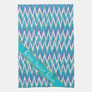 Paño De Cocina Patrón ZigZag verde azulado y Amethyst