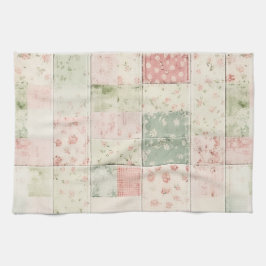 Paño De Cocina Patrones de colcha florales rosa menta de granja o