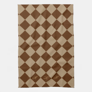 Paño De Cocina Patrones de Diamantes Divinos_Mocha_monograma