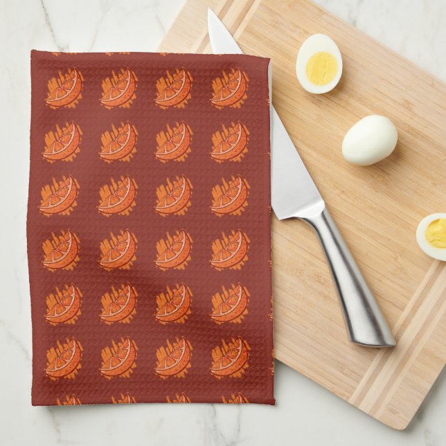 Paño De Cocina Patrones de fruta Regalos de Naranja de sangre (Doblado Cuarto)