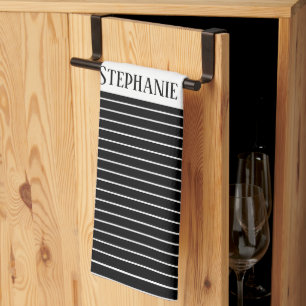 Paño De Cocina Patrones de rayas de camuflaje de monogramas blanc