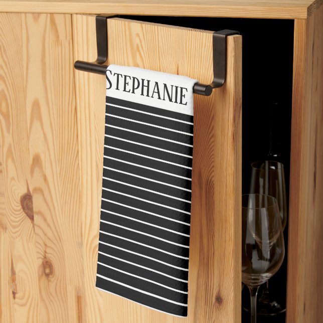 Paño De Cocina Patrones de rayas de camuflaje de monogramas blanc (Pliegue de tercios)