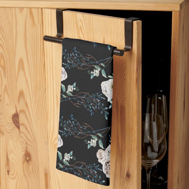 Paño De Cocina Patrones de vacaciones de rosas de invierno (Pliegue de tercios)