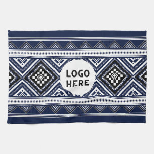 Paño De Cocina Patrones geométricos étnicos abstractos negros con