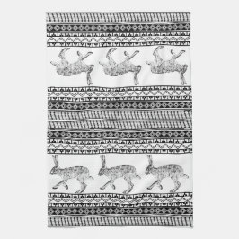 Paño De Cocina Patrones geométricos negros de Jackrabbit del Suro