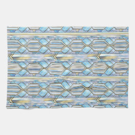 PAÑO DE COCINA PATRONES PASTEL BLUE GOLD MODERNOS ART DECO