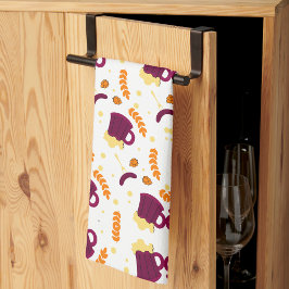 Paño De Cocina Patterned design with purple cats, yellow fish 