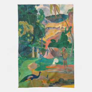 Paño De Cocina Paul Gauguin Matamoe, Paisaje con pavos reales