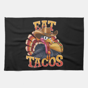 Paño De Cocina Pavo de Acción de Gracias Come Tacos Mexicano Div