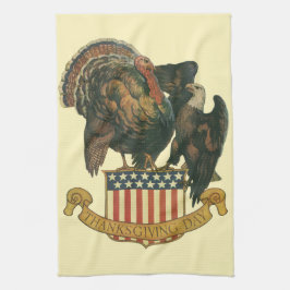 Paño De Cocina Pavo de Acción de Gracias Vintage, Águila, Bandera