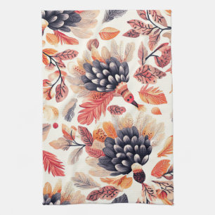 Paño De Cocina Pavos de otoño vibrantes – Acuarela caprichosa