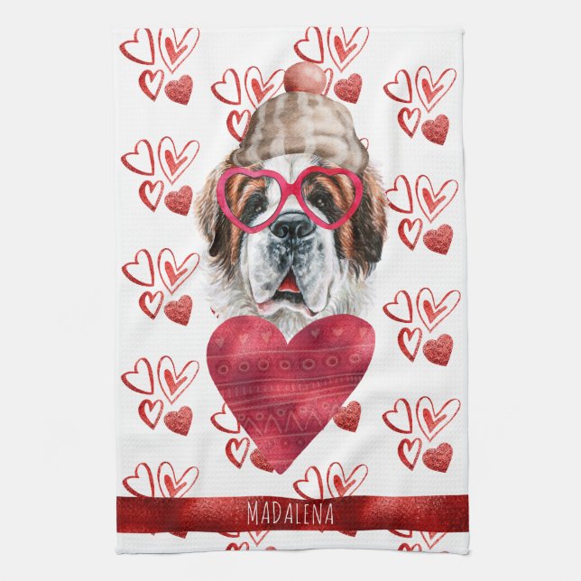Paño De Cocina Paws Dog Lover Valentine Gift Saint Bernard (Vertical)