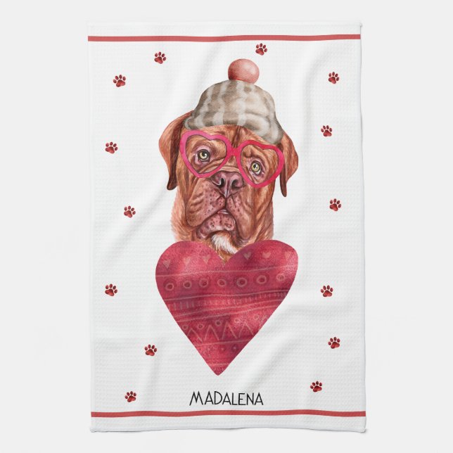 Paño De Cocina Paws Dog Lover Valentine Regalo francés Mastiff (Vertical)