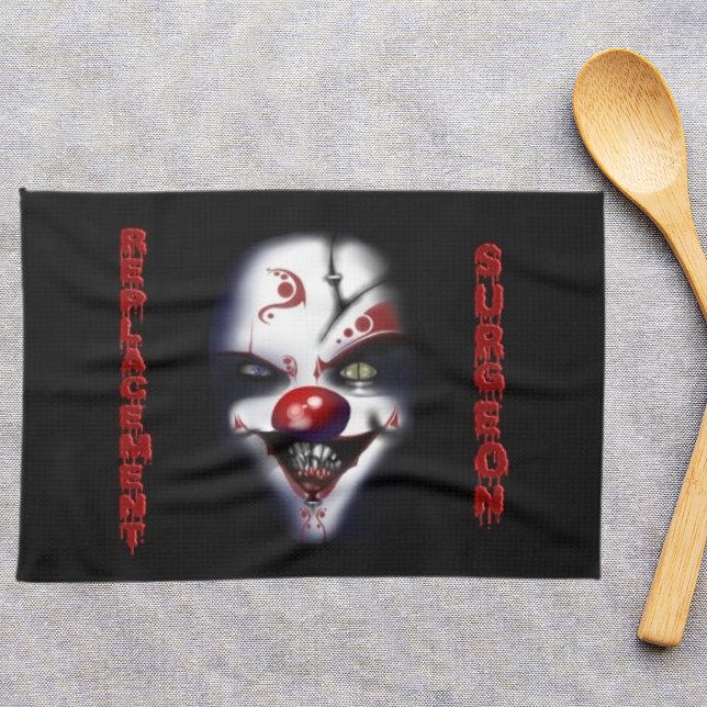 Paño De Cocina Payaso malvado de cirujano de reemplazo (Replacement Surgeon Evil Clown kitchen towel)