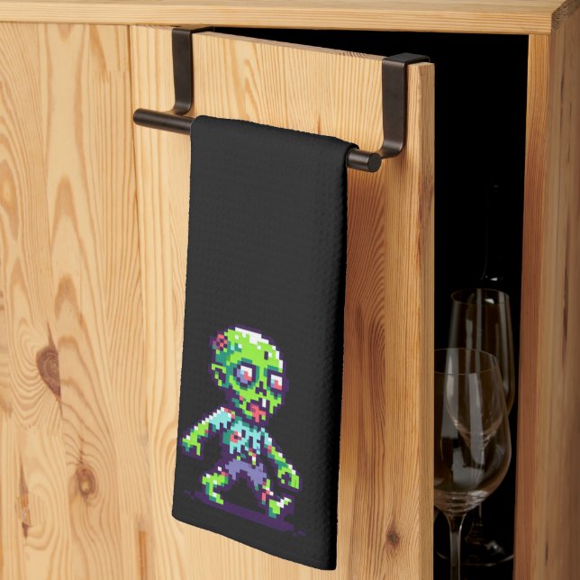 Paño De Cocina Payaso zombie divertido de 8 bits de Halloween  (Pliegue de tercios)