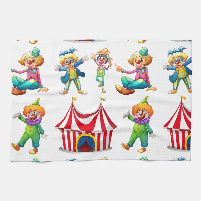 Paño De Cocina Payasos y tienda de circo inconsútiles (Horizontal)