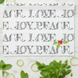Paño De Cocina Paz de vacaciones. AMOR. JOY. Navidades Holly Arti