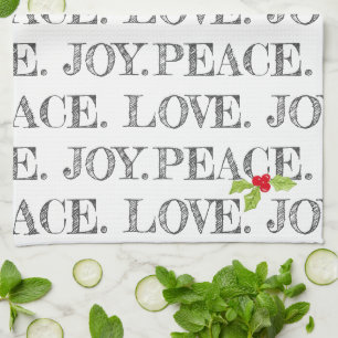 Paño De Cocina Paz de vacaciones. AMOR. JOY. Navidades Holly Arti