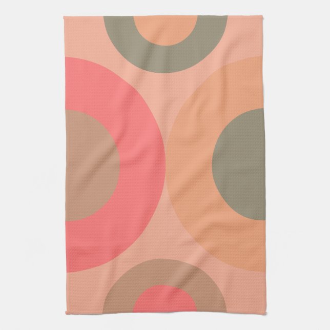 Paño De Cocina Peach and Olive Modern de mediados del siglo (Vertical)