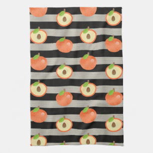 Paño De Cocina Peach Black & White Stripes