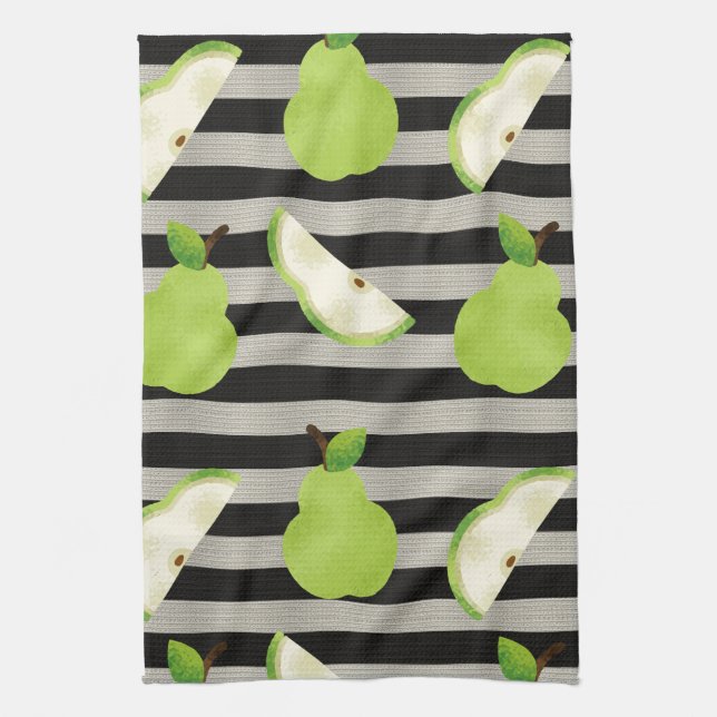 Paño De Cocina Peach Black & White Stripes (Vertical)
