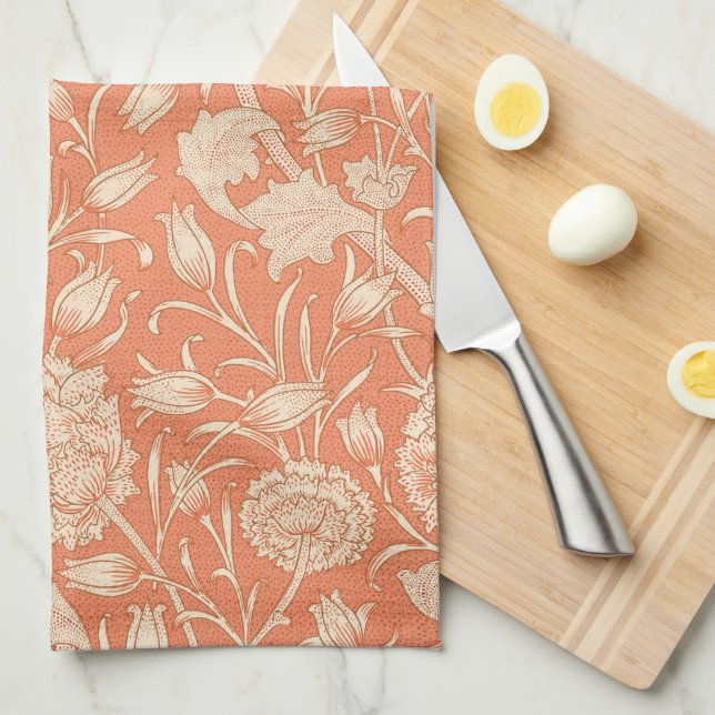 Paño De Cocina Peach Tulips Floral (Doblado Cuarto)