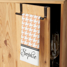 Peach & White Houndstoth Personalizado