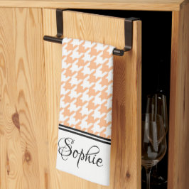 Paño De Cocina Peach & White Houndstoth Personalizado