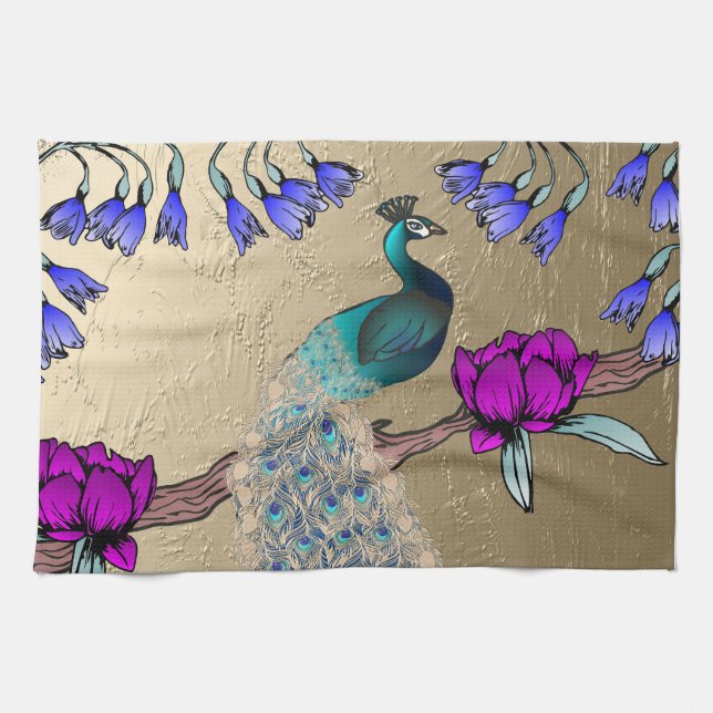 Paño De Cocina Peacock En Oro (Horizontal)
