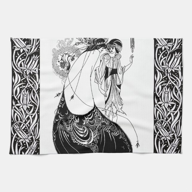 Paño De Cocina Peacock Skirt Beardsley Art Nouveau (Horizontal)