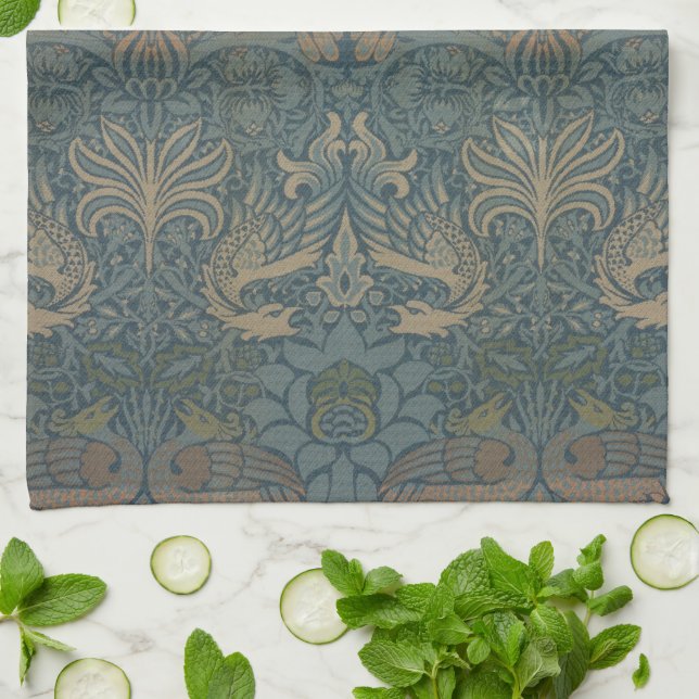 Paño De Cocina Peacock y Dragón de William Morris (Doblado)